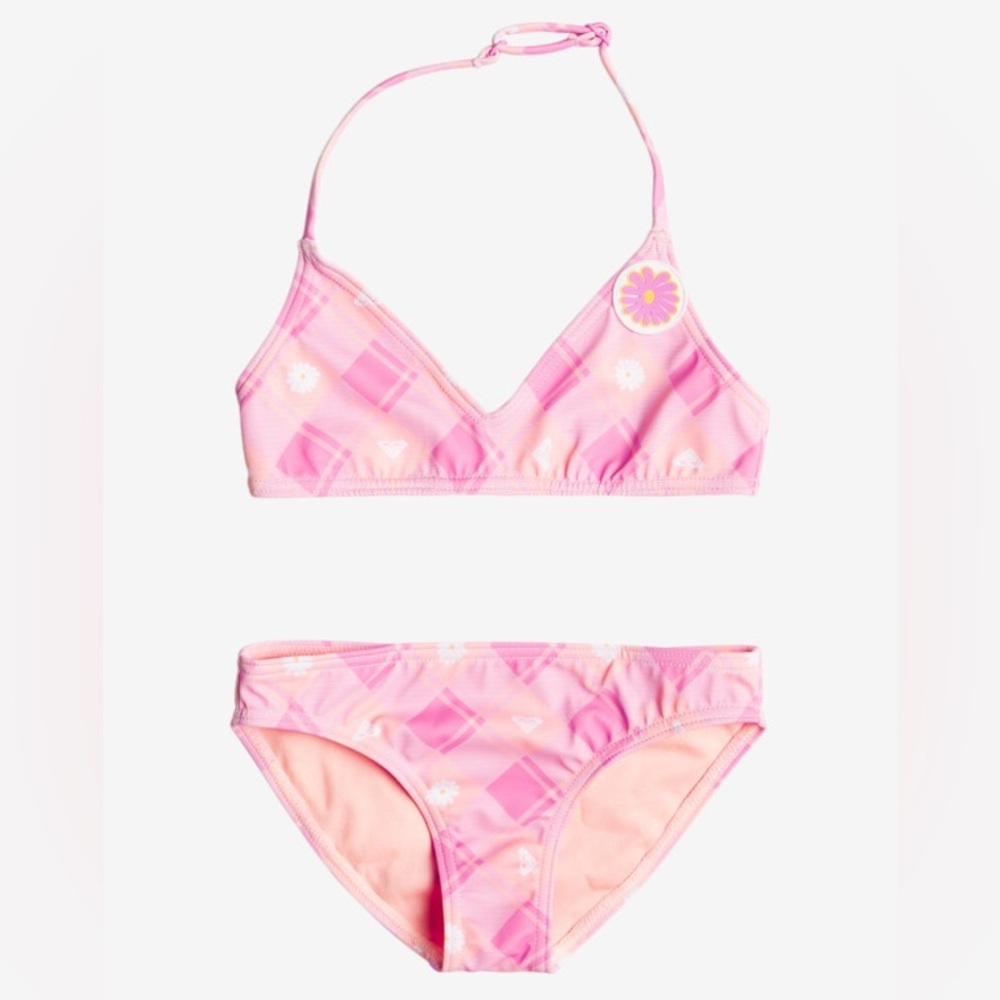 Roxy Flower Plaid - Triangle Two Piece Bikini Set for Girls Size 5
